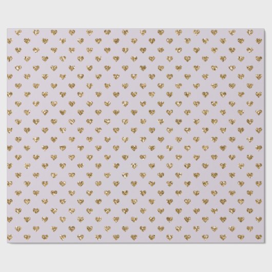 Papier Cadeau Coeurs de Parties scintillant en or violet de lava (Plat)