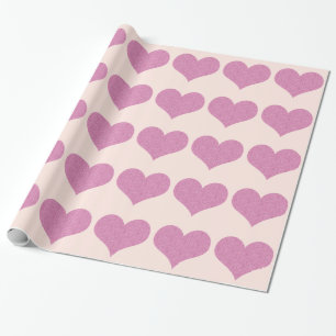 Papier Cadeau Coeurs de Parties scintillant rose