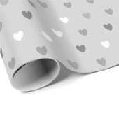 Papier Cadeau Coeurs de polka minuscules dans les tons gris (Coin rond)