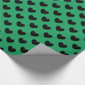 Papier Cadeau Coeurs de polka noir sur Kelly green (Coin)