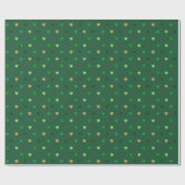 Papier Cadeau Coeurs de Polka sur vert de forêt (Plat)
