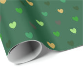 Papier Cadeau Coeurs de Polka sur vert de forêt (Coin rond)