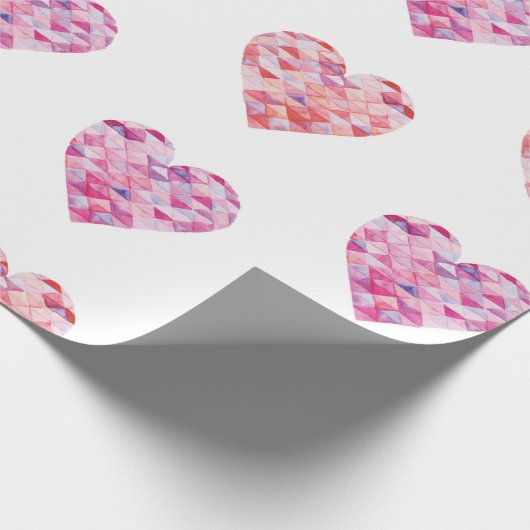 Papier Cadeau Coeurs de rose Patchwork Saint-Valentin (Coin)