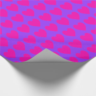 Papier Cadeau Coeurs de roses indien sur le pourpre