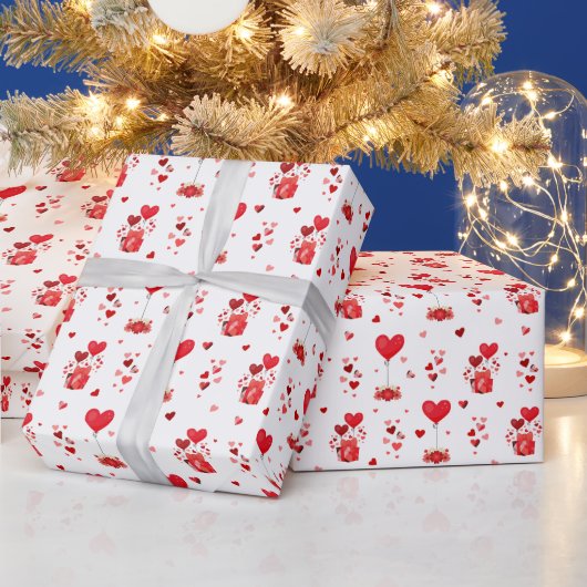 Papier Cadeau Coeurs de Saint Valentin en blanc (Vacances)