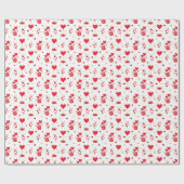 Papier Cadeau Coeurs de Saint Valentin en blanc (Plat)