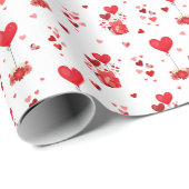 Papier Cadeau Coeurs de Saint Valentin en blanc (Coin rond)