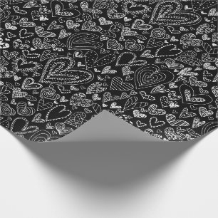 Papier Cadeau Coeurs de Saint-Valentin sur le noir