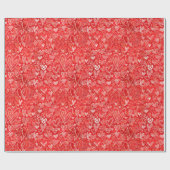 Papier Cadeau Coeurs de Saint-Valentin sur le rouge (Plat)