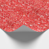 Papier Cadeau Coeurs de Saint-Valentin sur le rouge (Coin)