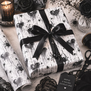 Papier Cadeau Cœurs de toile d'araignée gothique effrayants