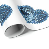 Papier Cadeau Coeurs décoratifs bleu électrique (Coin rond)