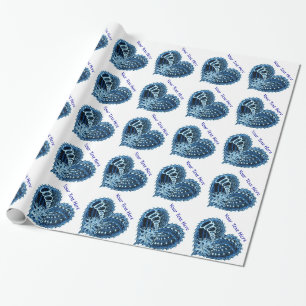 Papier Cadeau Coeurs décoratifs bleu électrique