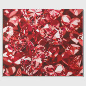 Papier Cadeau Coeurs Diamants en Cristal Rouge (Plat)