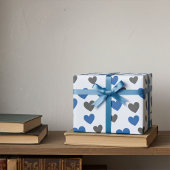 Papier Cadeau Coeurs dorants mignons - Bleu et Gris Toutes les o