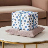 Papier Cadeau Coeurs dorants mignons - Bleu et Gris Toutes les o