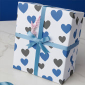 Papier Cadeau Coeurs dorants mignons - Bleu et Gris Toutes les o