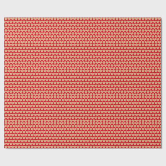 Papier Cadeau Cœurs dorés sur fond rouge (Plat)