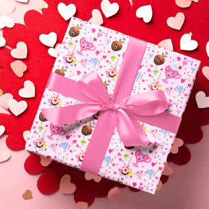 Papier Cadeau Cœurs doux célébrant partout
