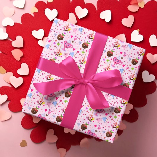 Papier Cadeau Cœurs doux célébrant partout