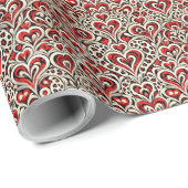 Papier Cadeau Coeurs doux rouges (Coin rond)