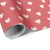 Papier Cadeau Cœurs Doux Rouges Blancs Saint-Valentin (Coin rond)