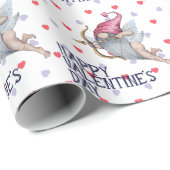 Papier Cadeau Coeurs Drôle Valentine Cupid Gnome Motif (Coin rond)