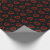 Papier Cadeau Coeurs du Jour des Valentines Noires et Rouges (Coin)