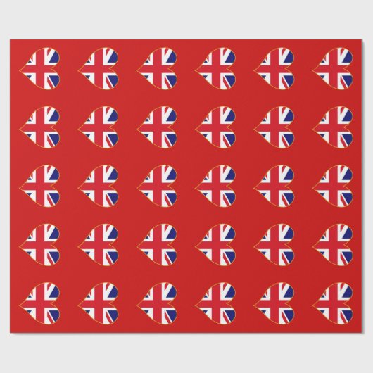 Papier Cadeau Coeurs d'Union Jack (Plat)