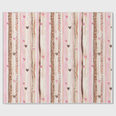 Papier Cadeau Coeurs Empreintes de léopard Brown roses rayures A (Plat)