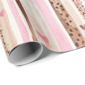 Papier Cadeau Coeurs Empreintes de léopard Brown roses rayures A (Coin rond)