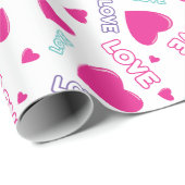 Papier Cadeau Coeurs et Amour roses mignons - motif romantique (Coin rond)