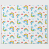 Papier Cadeau Coeurs et arcs-en-ciel enveloppant du papier à plu (Plat)