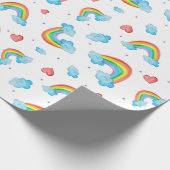 Papier Cadeau Coeurs et arcs-en-ciel enveloppant du papier à plu (Coin)