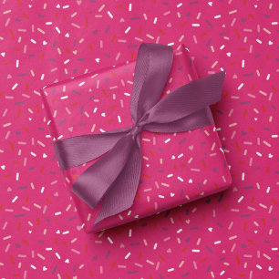 Papier Cadeau Coeurs et arroses violet rouge
