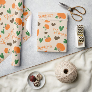 Papier Cadeau Coeurs et Bon thanksgiving Citrouille sans couture