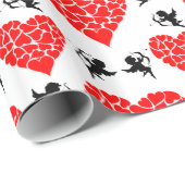 Papier Cadeau Coeurs et Cupidons Saint-Valentin (Coin rond)