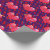 Papier Cadeau Coeurs et flèches satinées rouges Saint-Valentin (Coin)