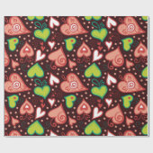 Papier Cadeau Coeurs et fleurs (Plat)