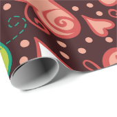 Papier Cadeau Coeurs et fleurs (Coin rond)