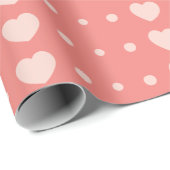 Papier Cadeau Coeurs et Pois - Saint-Valentin rose (Coin rond)