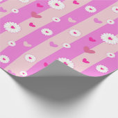 Papier Cadeau Cœurs et rayures de fleurs (Coin)