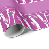 Papier Cadeau Cœurs et rayures fuchsia (Coin rond)
