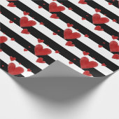 Papier Cadeau Coeurs et rayures rouges d'aquarelle (Coin)