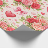 Papier Cadeau Cœurs et Roses  (Coin)