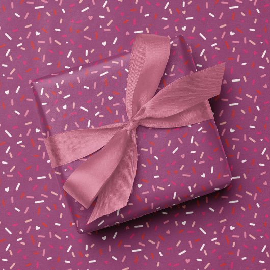 Papier Cadeau Coeurs et saupoudrer violet rose Valentine