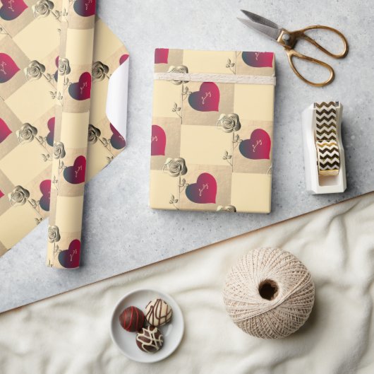 Papier Cadeau Coeurs et Valentines Roses (Artisanat)