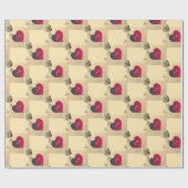 Papier Cadeau Coeurs et Valentines Roses (Plat)