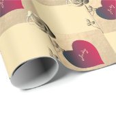 Papier Cadeau Coeurs et Valentines Roses (Coin rond)
