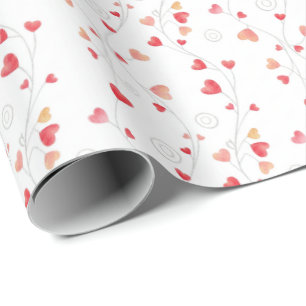 Papier Cadeau Cœurs et volutes élégants de la Saint-Valentin ros